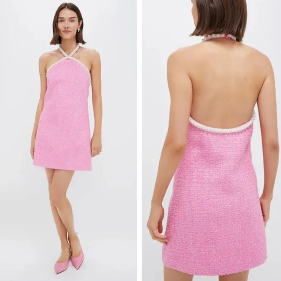 Hyacinth House by Tuckernuck Pink Pearl Halter Mini Dress - Picture 1 of 7